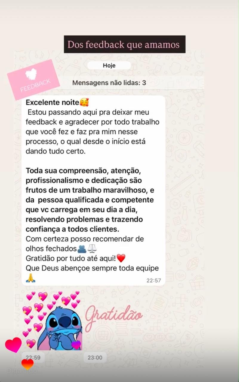 Feedback positivo de cliente via WhatsApp